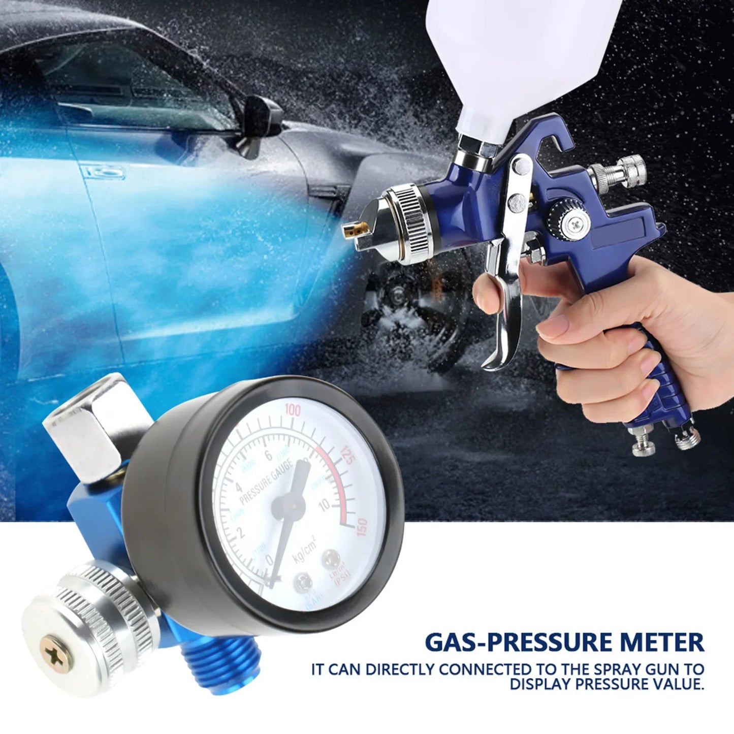 1 4 Spray Paint Gun Air Pressure Regulator Gauge Pneumatic Tool