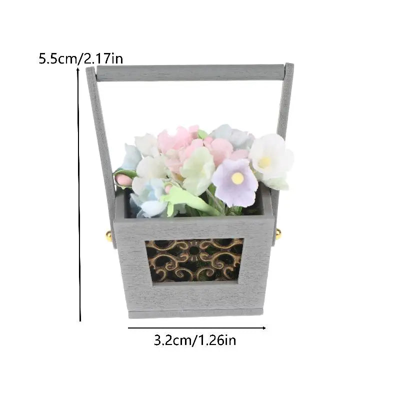 1:12 Miniature Flower Basket with Artificial Flowers | Dollhouse