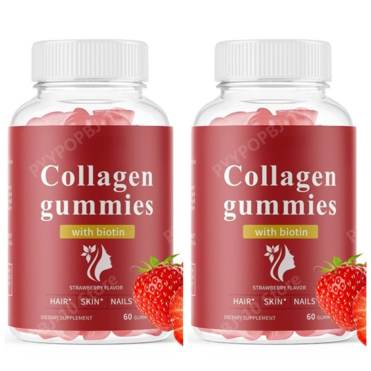 Collagen Gummies with Biotin Strawberry 2500mg | 60 Count