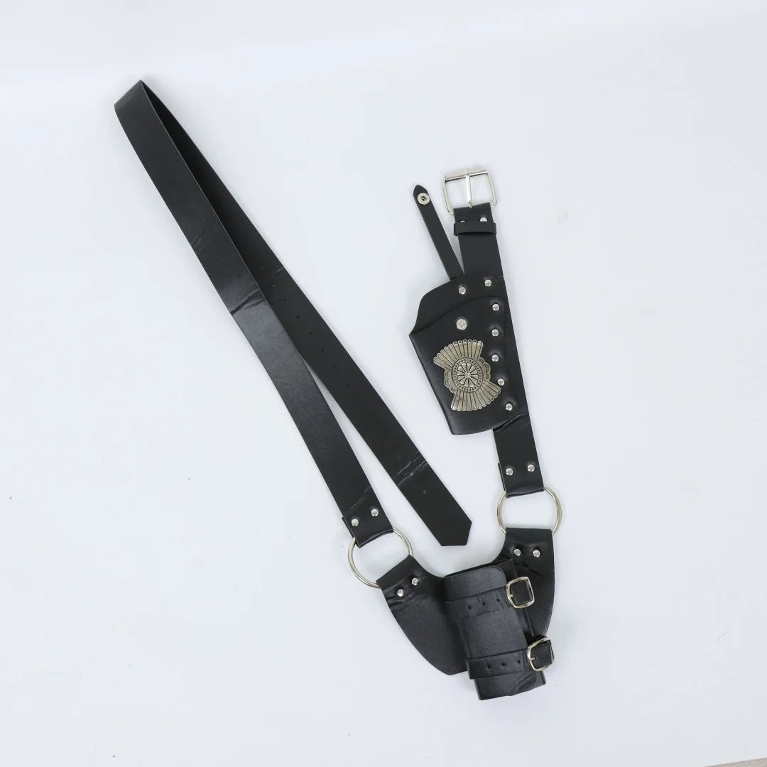 UYEE Medieval Rivet Leather Crossbody Harness Belt Dagger Holster