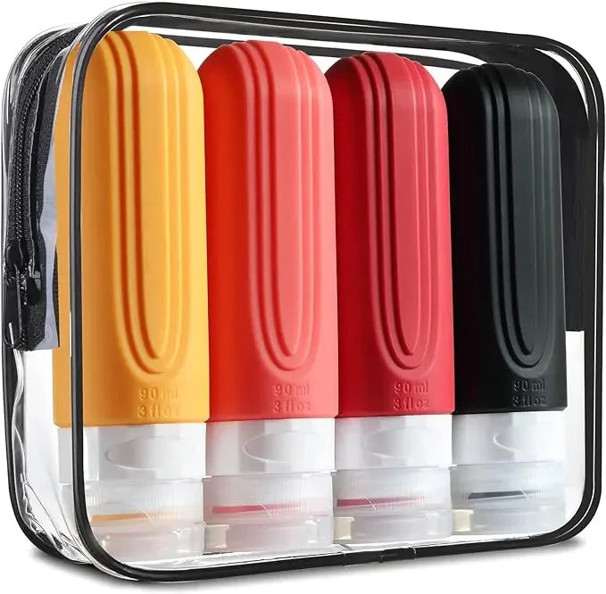 90ml Silicone Travel Bottles Set, Leakproof & Refillable Empty Containers for Shampoo Conditioner Lotion Peaceful Pleasures Health and Wellness red Other Silicone