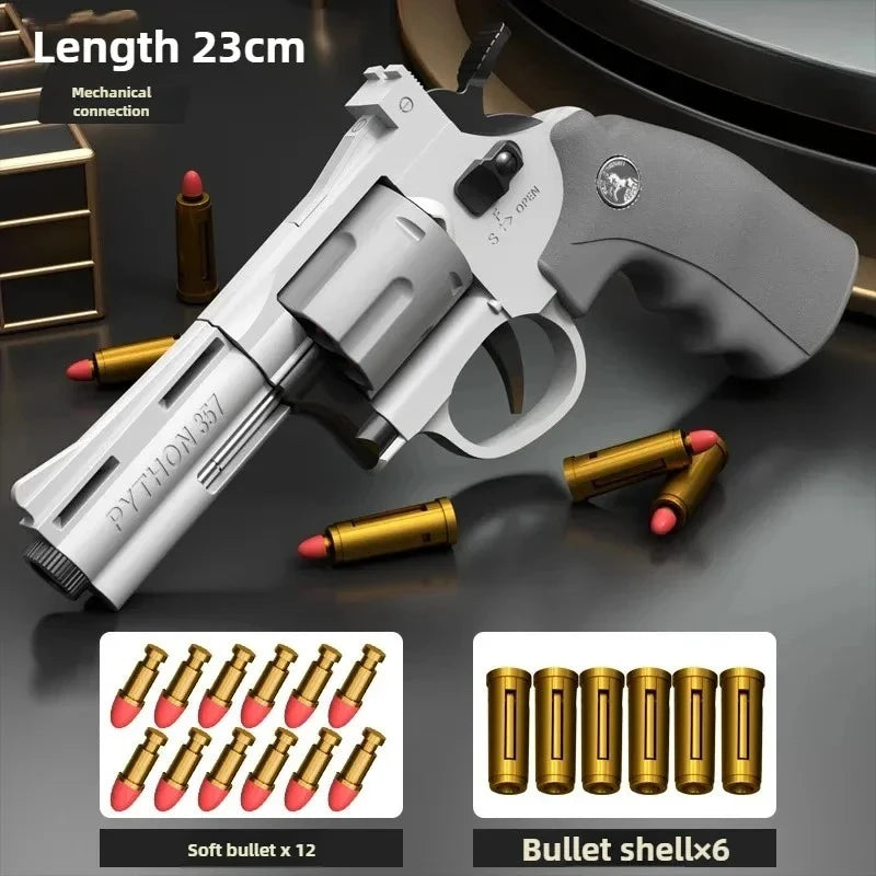 Magnum ZP5 357 Automatic Rapid Fire Soft Dart Blaster with Multiple Safe Foam Darts Outdoor Action Play Set for Kids and Adults Peaceful Pleasures Health and Wellness Grey-23cm
