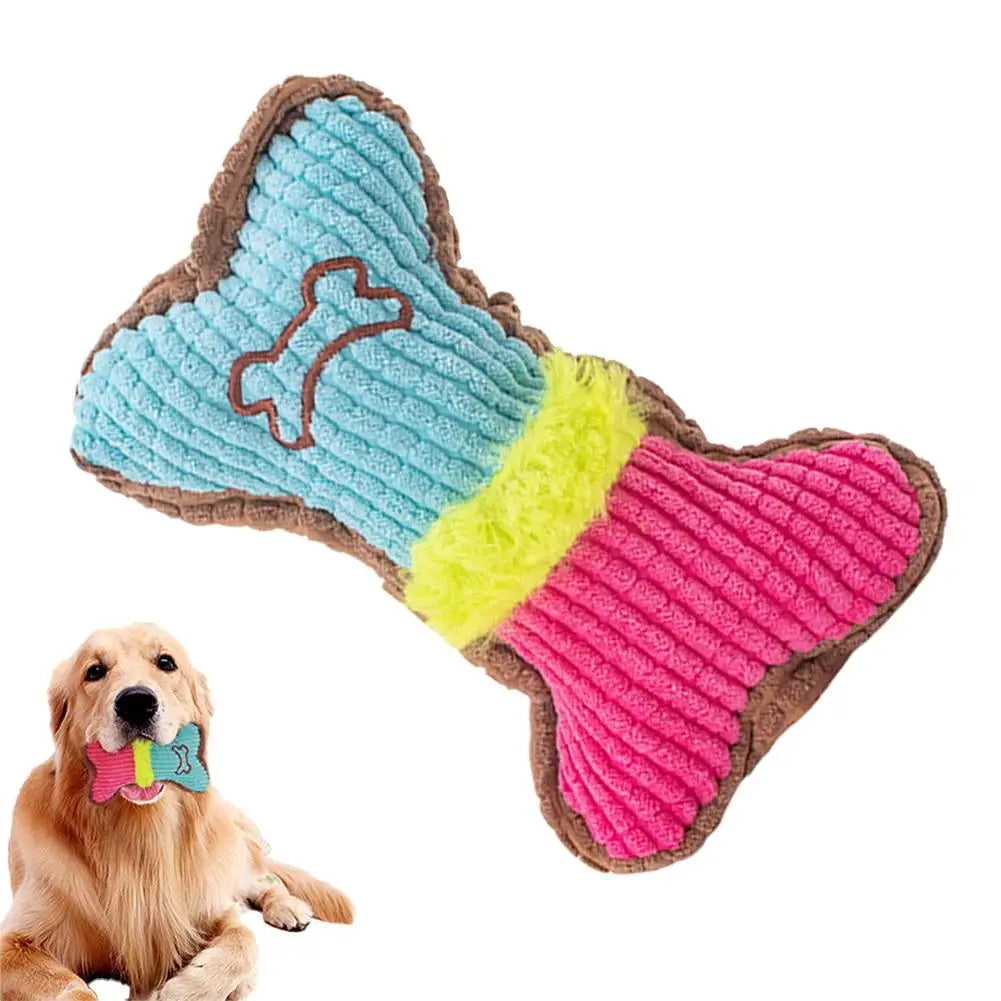 Plush Dog Bone Squeaky Toy – Small & Medium Dogs Chew Toy