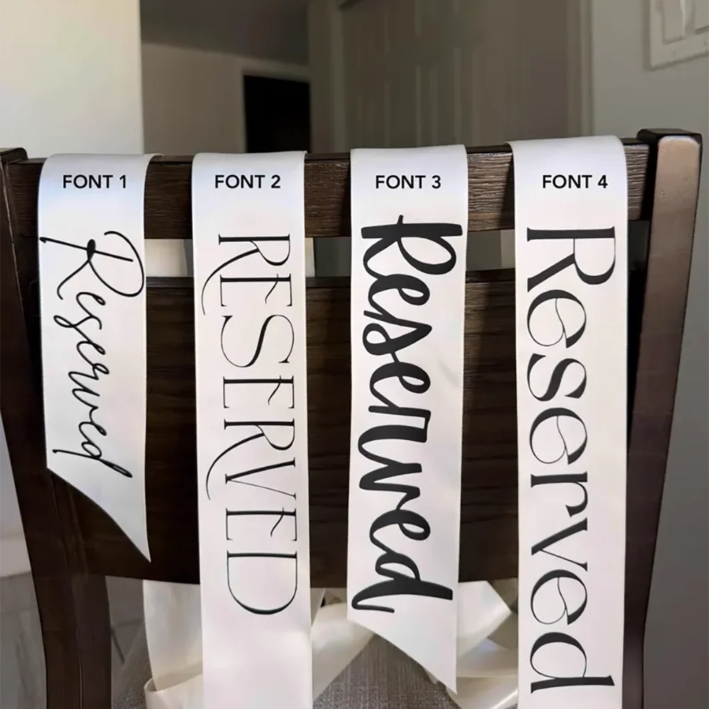 Personalized Satin Ribbon Wedding Chair Tags | Reserved Seating Wedding Chair Ribbon Peaceful Pleasures Health and Wellness