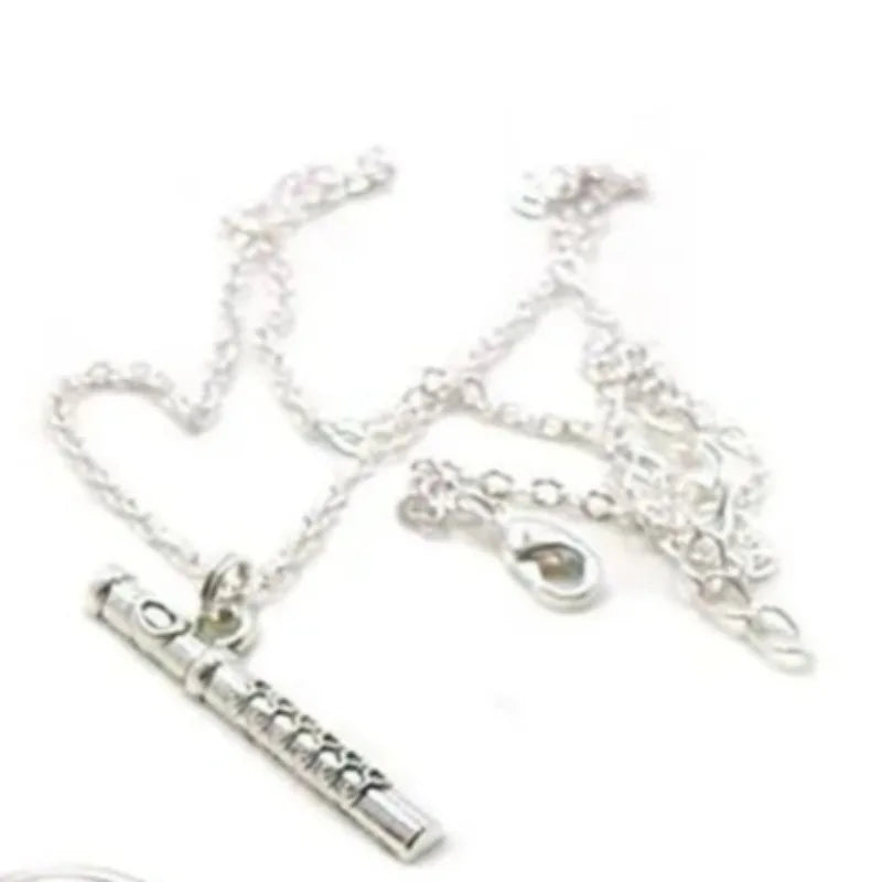Flute Necklace Charm Music Teacher Pendant Musical Instrument Band