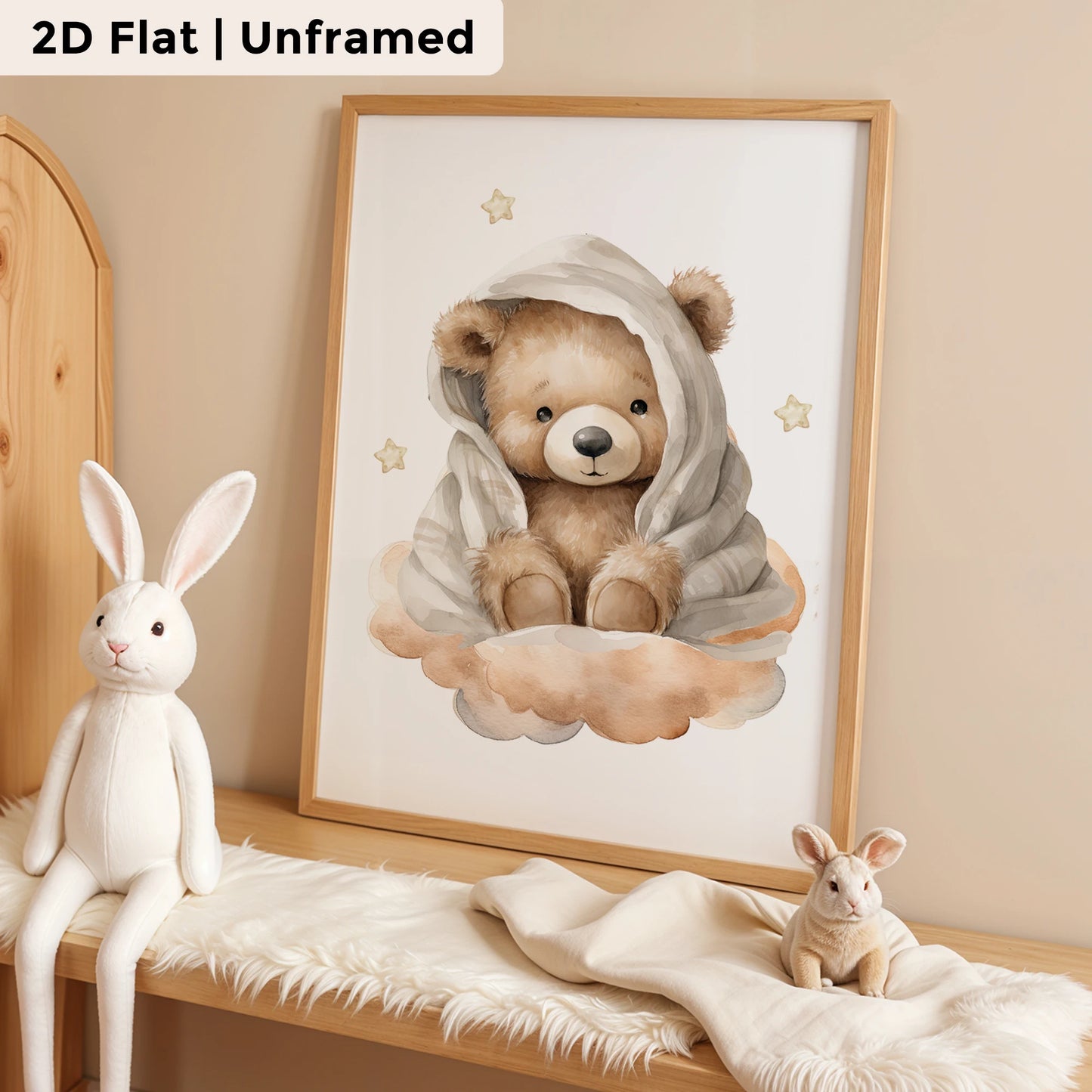 3-Piece Cartoon Yellow Bear Canvas Wall Art | Kids Room Decor