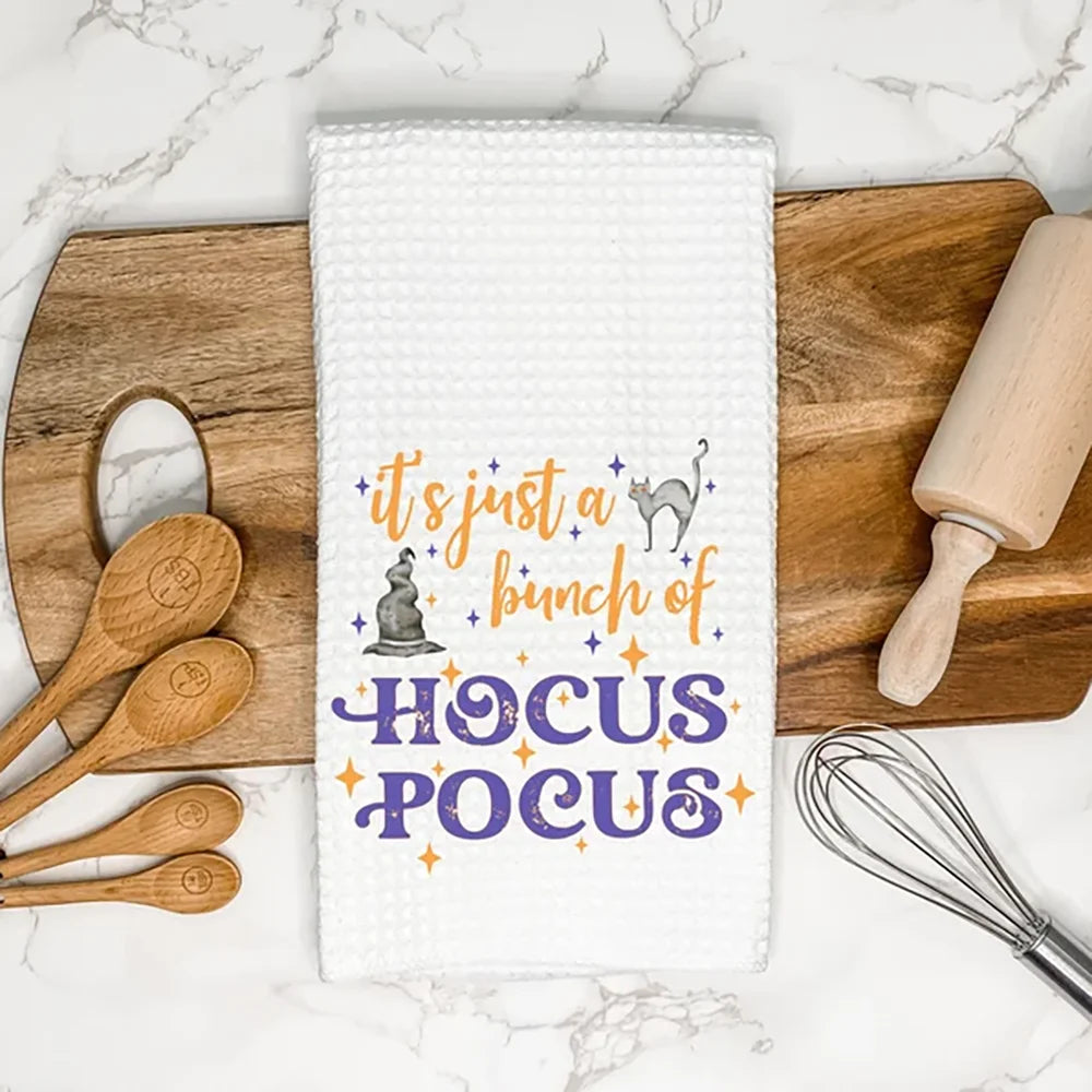 Hocus Pocus Halloween Waffle Tea Towel | Fall Kitchen Decor