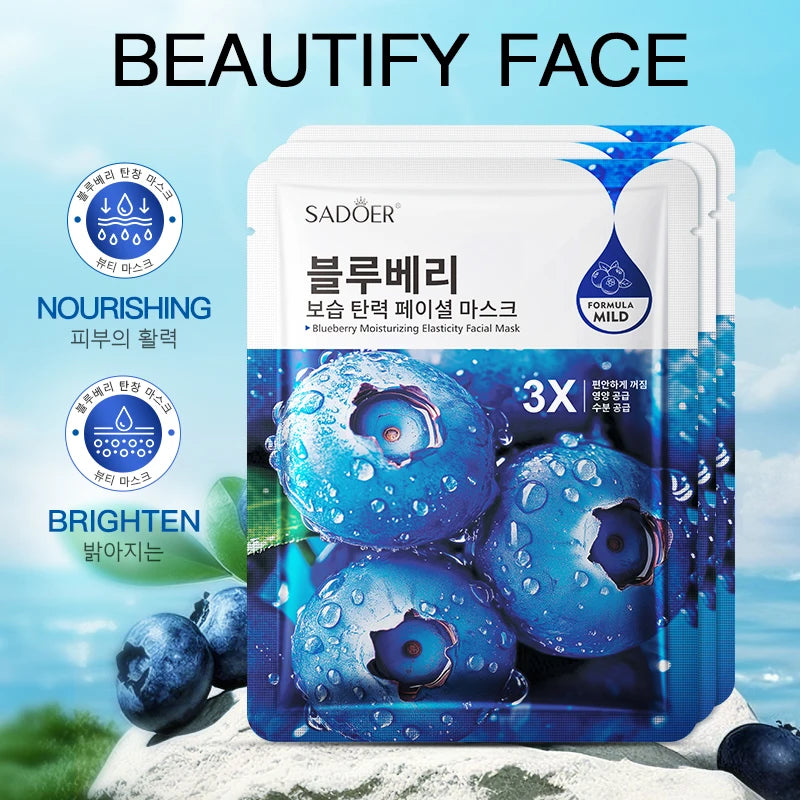 SADOER Fruits Face Mask 8pcs – Anti-Aging & Moisturizing