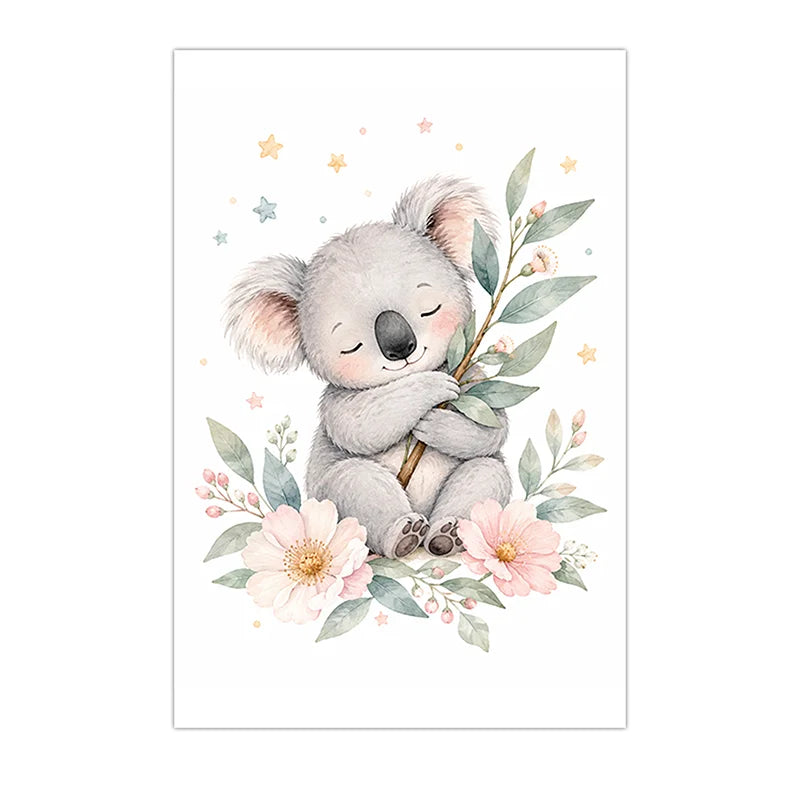 Nursery Animal Wall Art Canvas Painting Watercolor Cartoon Poster Baby Bedroom Home Decor Peaceful Pleasures Health and Wellness 03 15x20cm No Frame China Mainland