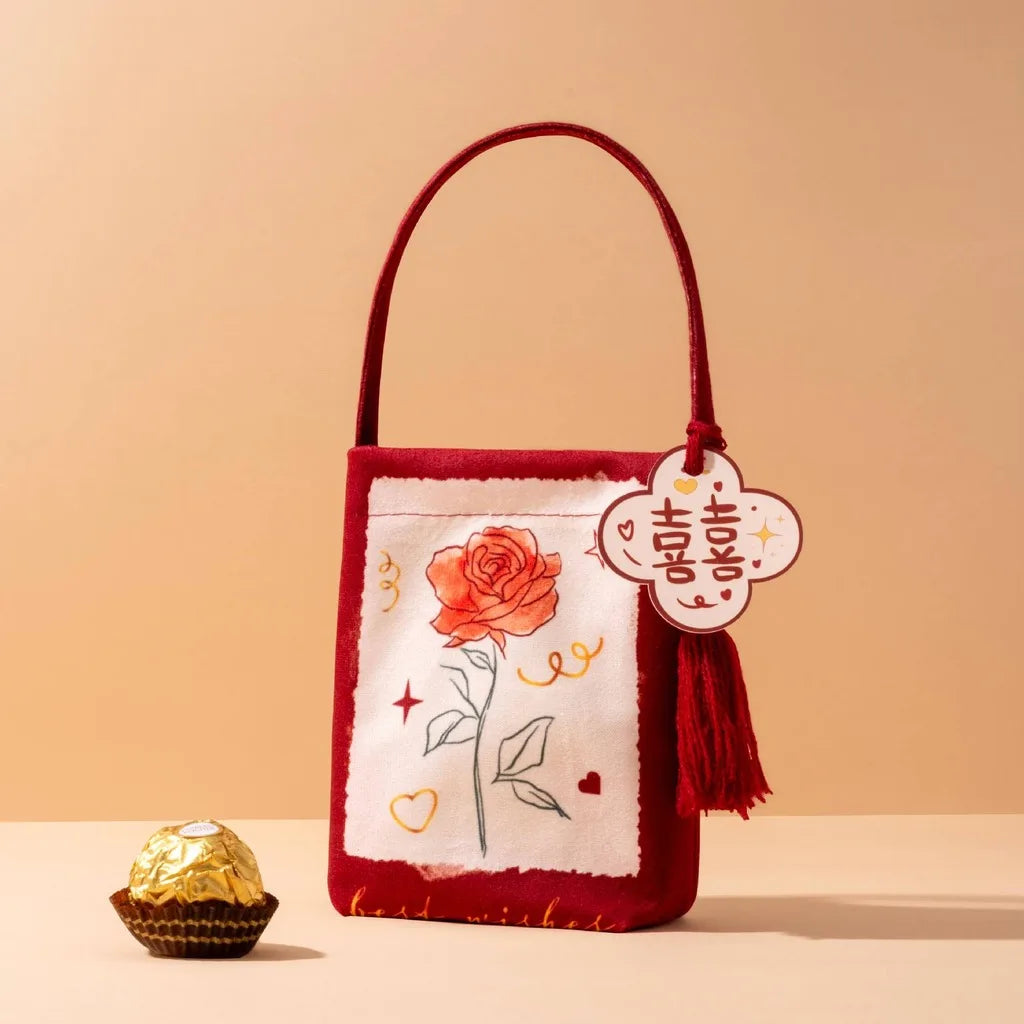 Chinese Velvet Wedding Candy Gift Bag | Elegant Favour Pouch