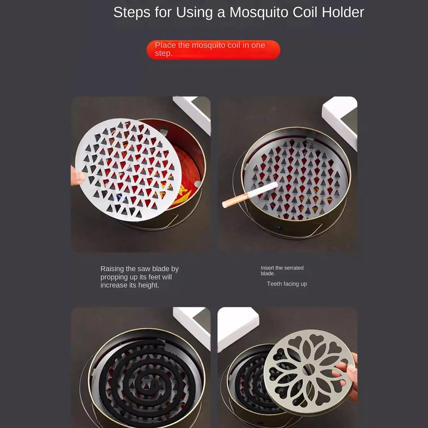 Portable Stainless Steel Coil & Incense Holder Box with Lid