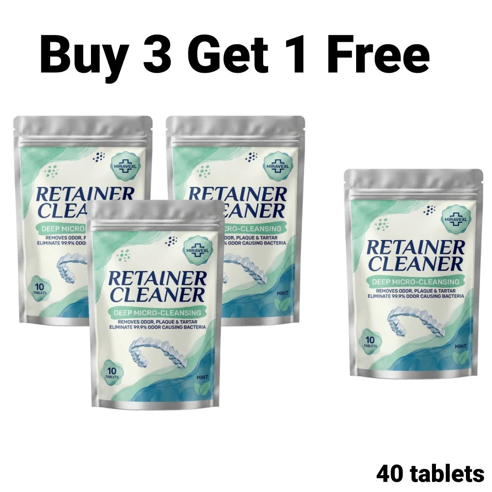 MIRAVEXL Denture Retainer Cleaner Tablets Orthodontic Braces Aligner Mouth Night Guard False Teeth Whitening Plaque Removal Peaceful Pleasures Health and Wellness 4PCS