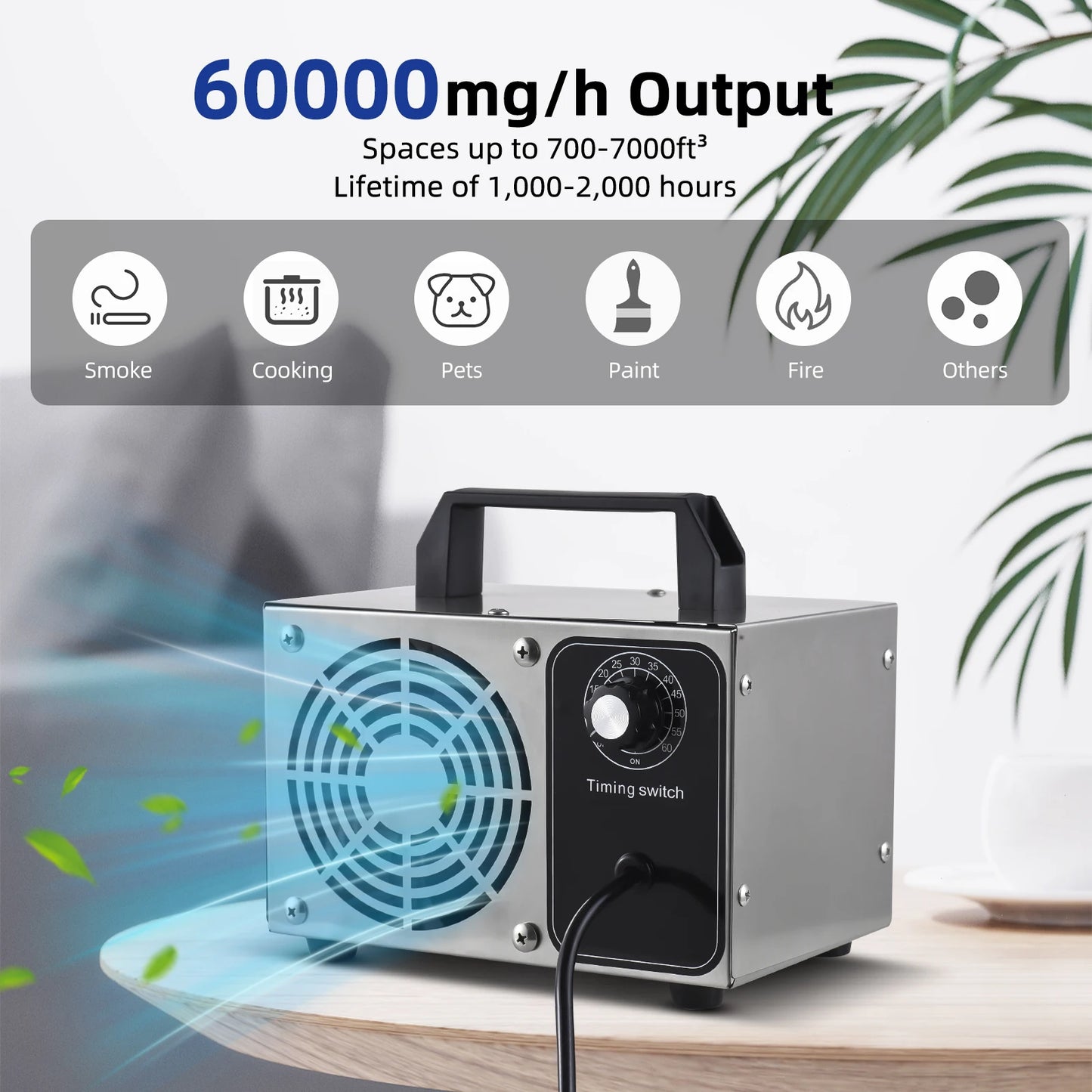 Ozone Generator Stainless Steel Machine Odor Removal Ionizer Air