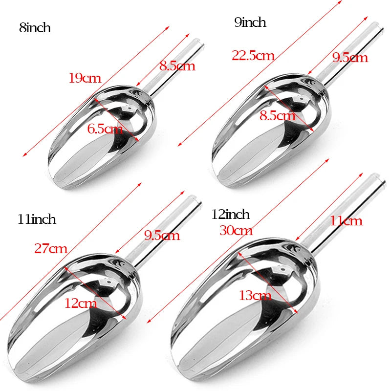 Stainless Steel Multi-Use Scoop – Bar Ice, Candy, Flour & Nut Shovel Spoon (4 Sizes)