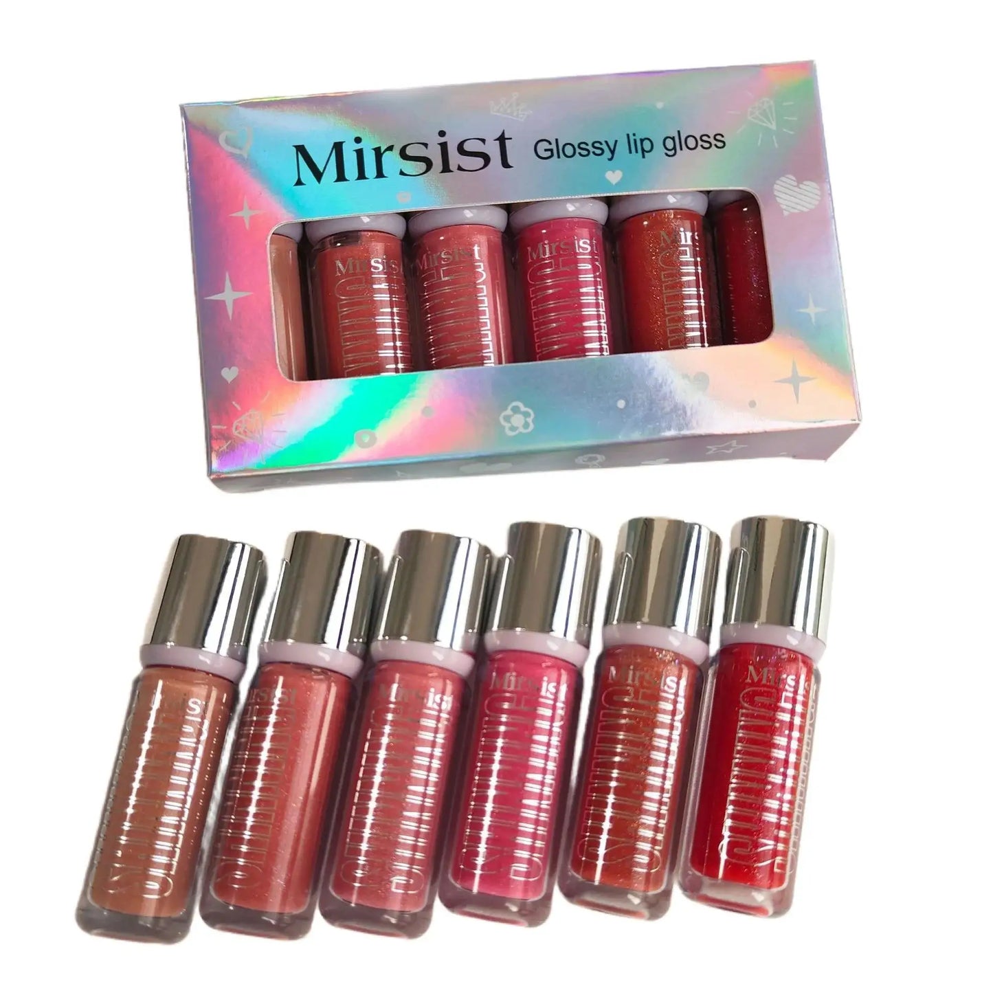 Mirsist 6-Color Shimmer Lip Gloss Set – Hydrating & Waterproof
