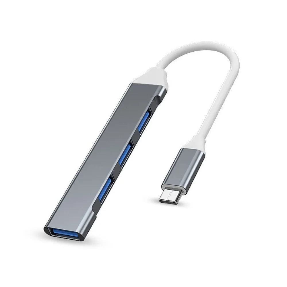 4 Port USB 3.0 Hub Multiport High Speed Type C Splitter OTG Stable USB&Type-c Adapter for PC Computer Accessories PC Peaceful Pleasures Health and Wellness Type-c Gray