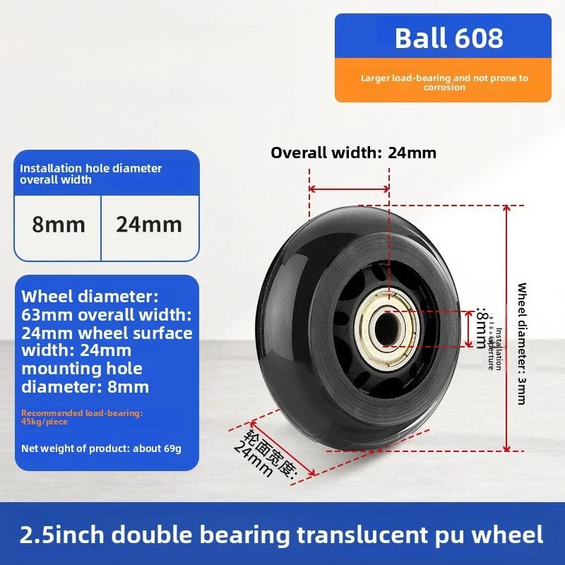 4Pcs Silent Luggage Wheel Replacement Casters 40–100mm Sizes