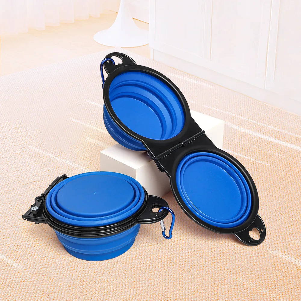 350ml Foldable Double Pet Bowl | Travel Dog & Cat Food Water Bowl