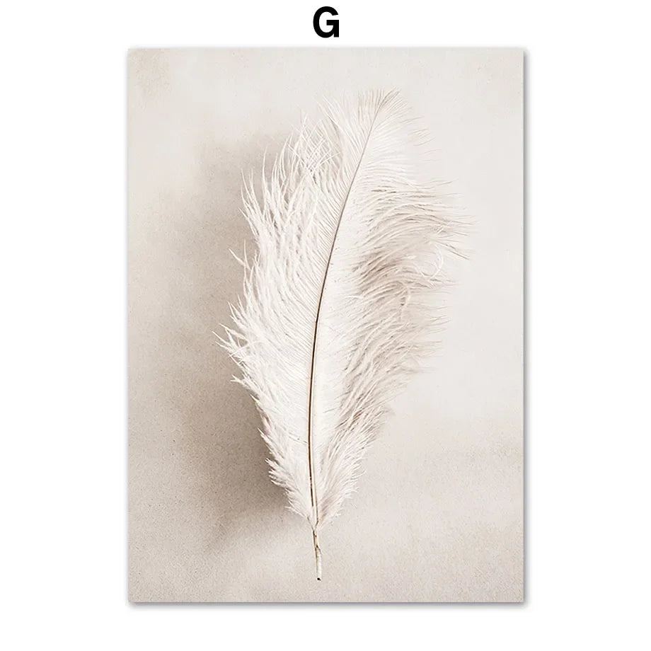 Abstract Floral Feather Canvas Wall Art Print | Unframed Poster