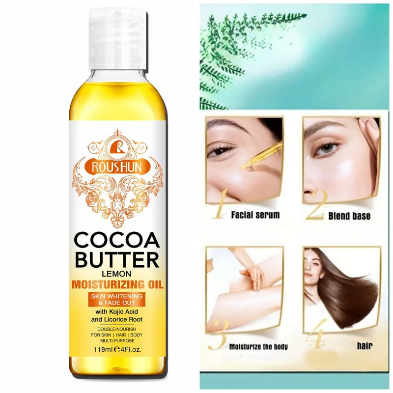 ROUSHUN 118ml Cocoa Butter Body Oil – Moisturizing Skin Care