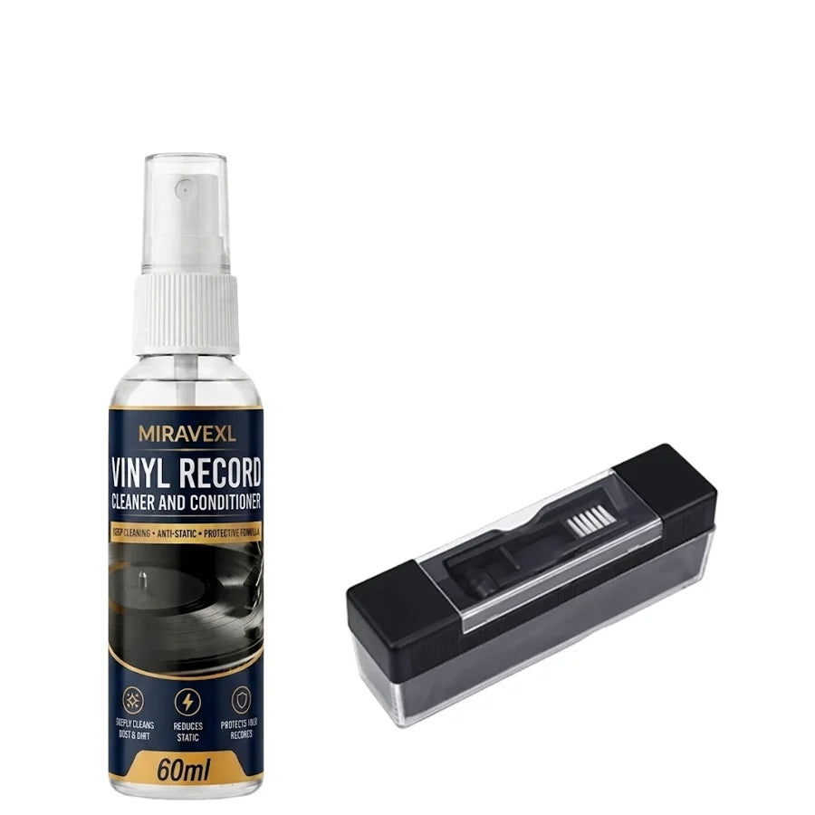 MIRAVEXL Vinyl Record Cleaning Kit – 60ml Spray & Anti-Static Brush