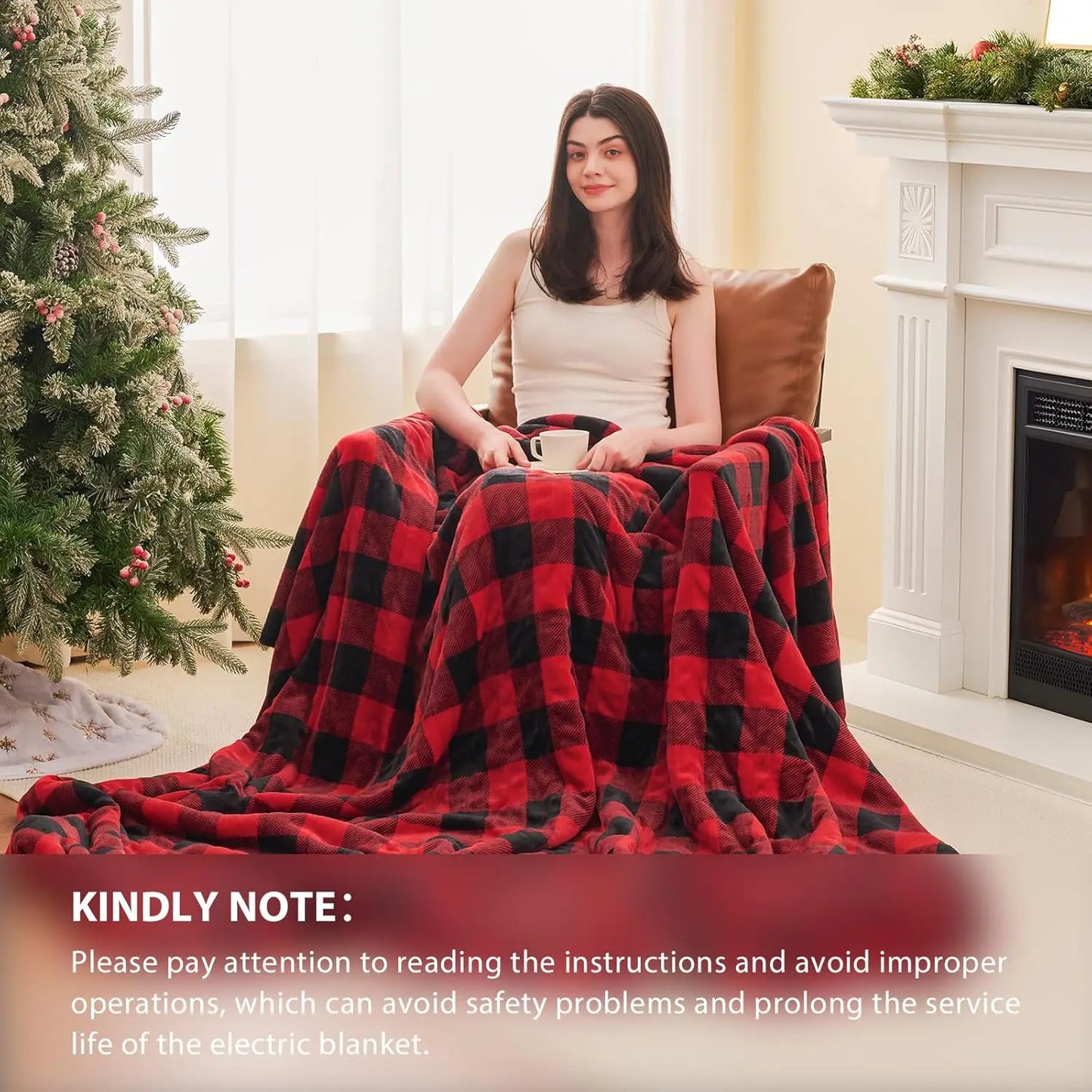 Queen Electric Heated Blanket – Ultra Soft Flannel, 10 Heat Levels, Auto Shut-Off Electric Blanket Peaceful Pleasures Health and Wellness