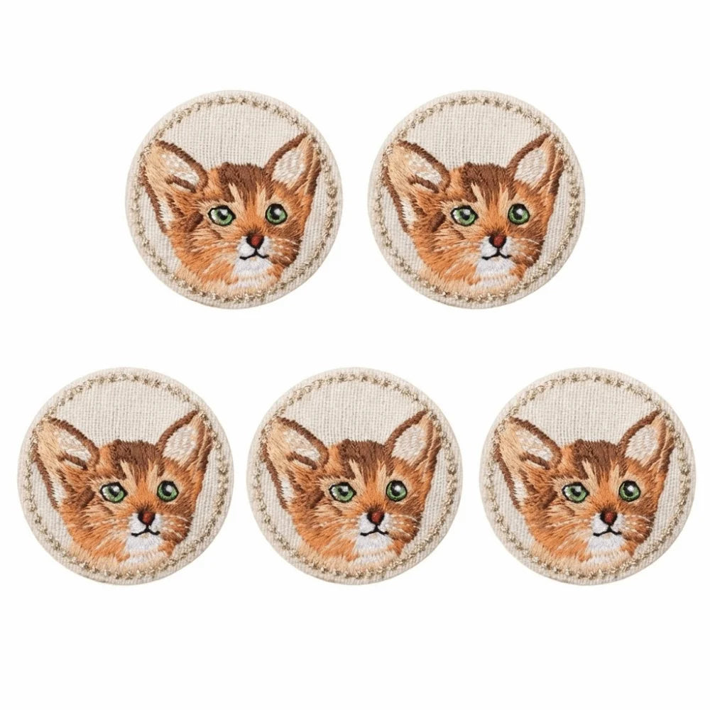 5pcs Cat Iron-On Embroidered Patches | DIY Clothes Appliqués