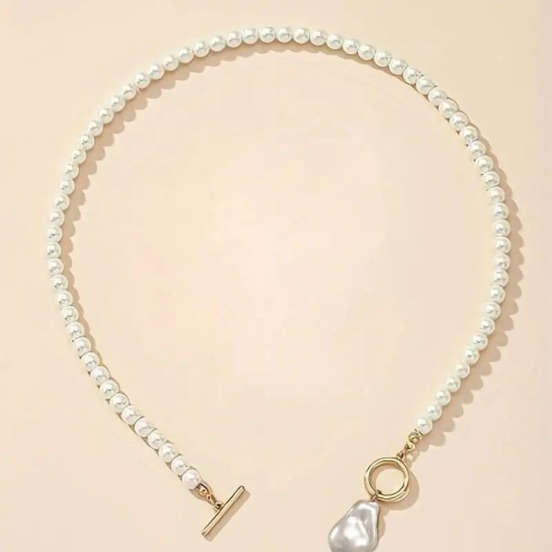 Faux Pearl Bridal Necklace & Stud Earrings Set | Wedding Jewelry