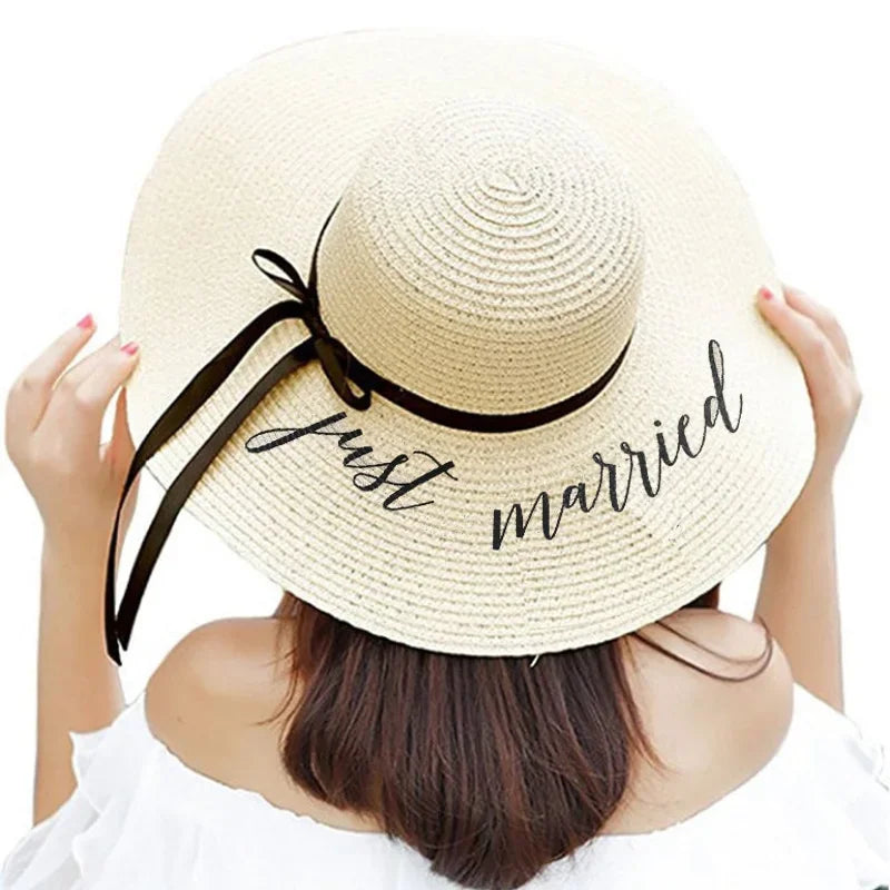 Just Married Floppy Straw Hat – Bridal Shower & Honeymoon Gift