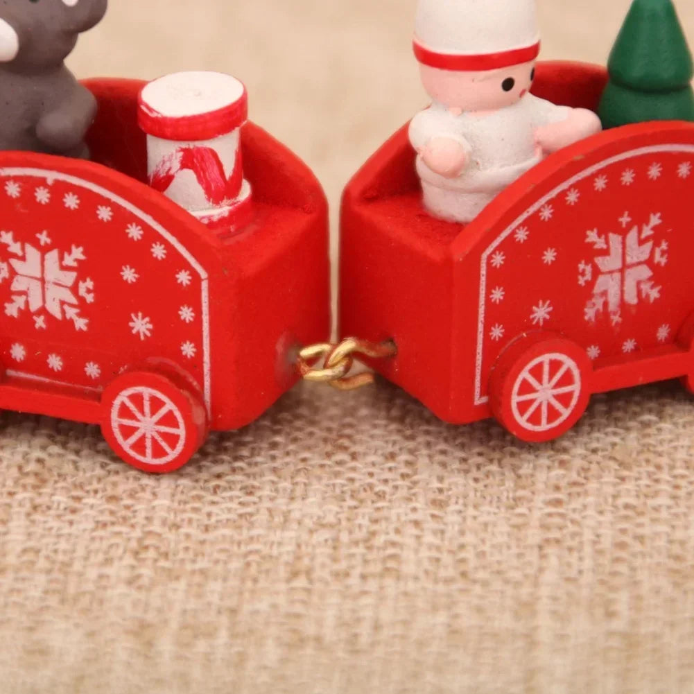 Wooden Christmas Train Decoration Set – 3 Piece Painted Decor
