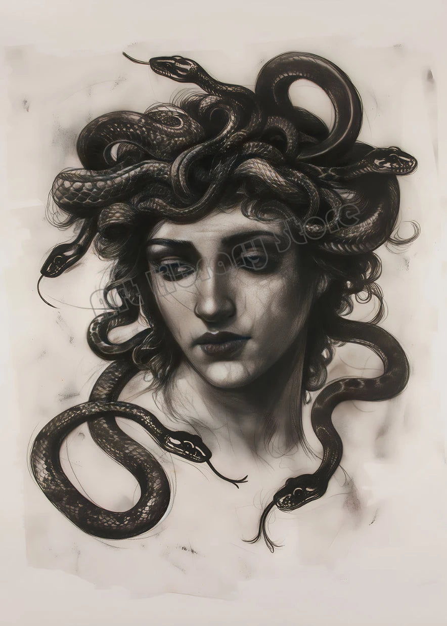 Dark Academia Gothic Moth Medusa Victorian Canvas Wall Art Print