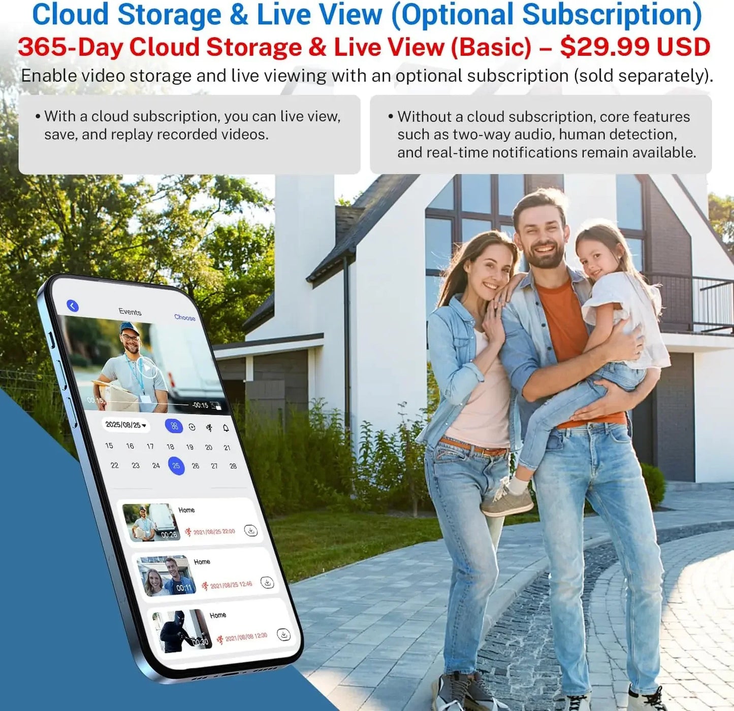 Smart Wireless Video Doorbell Camera with AI Detection, Night Vision, Cloud Storage, Battery Powered for Indoor Outdoor Use Peaceful Pleasures Health and Wellness
