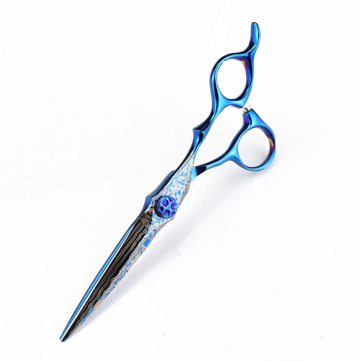 Professional 6 '' Upscale Scissor Blue Damascus Hair Scissors Cutting Barber Tools Haircut Thinning Shears Hairdresser Scissors Peaceful Pleasures Health and Wellness 6.0 cutting scissor