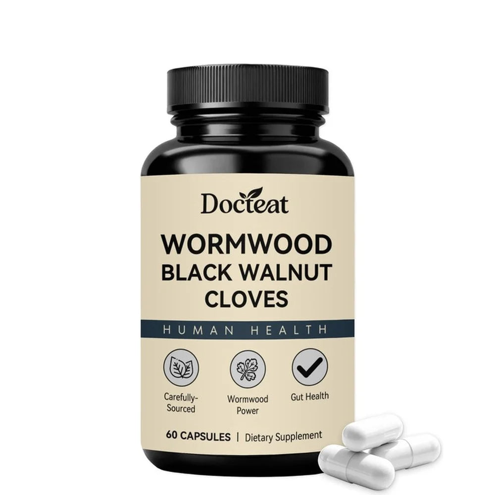 Wormwood Black Walnut Cloves Capsules 60ct – Herbal Digestive Herbal Supplement Capsules Peaceful Pleasures Health and Wellness 1 Bottle 60 Pieces