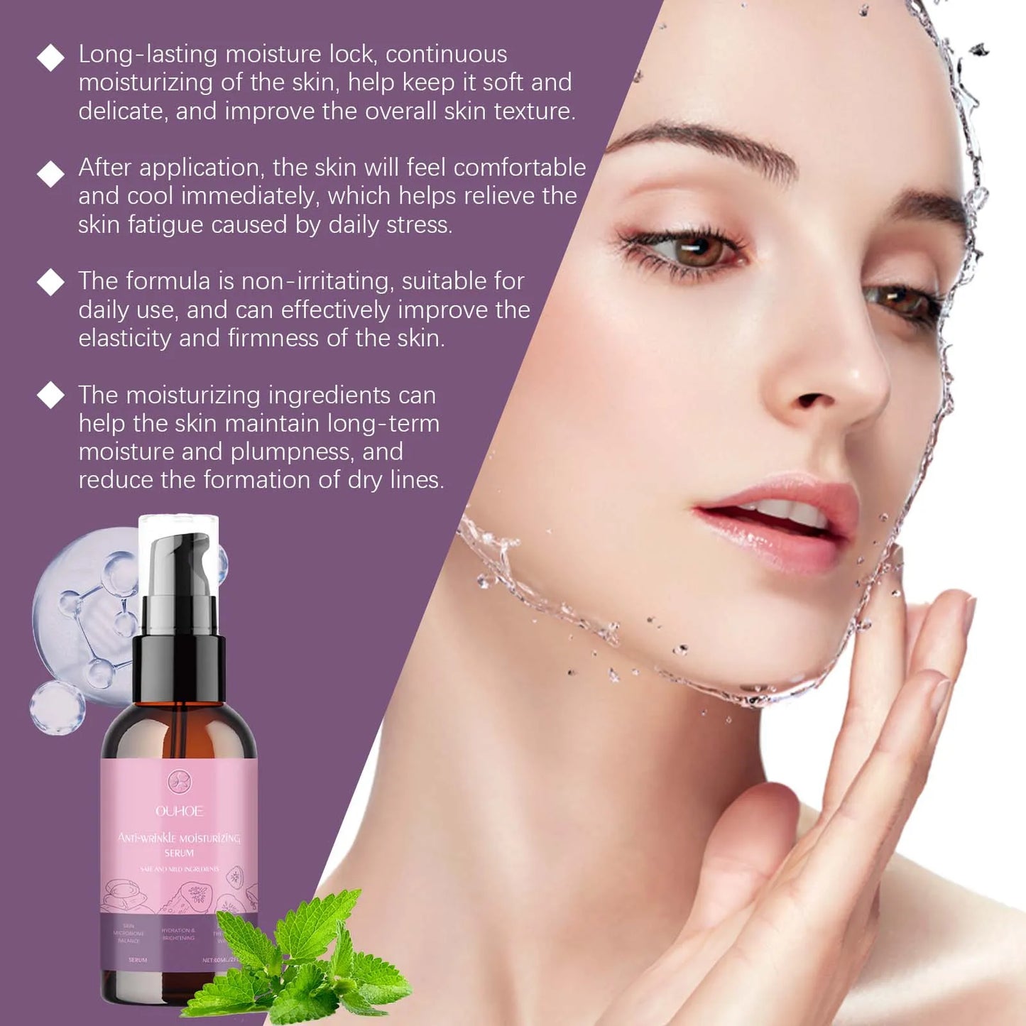 OUHOE Hyaluronic Acid Face Serum – Deep Moisturizing 60ml
