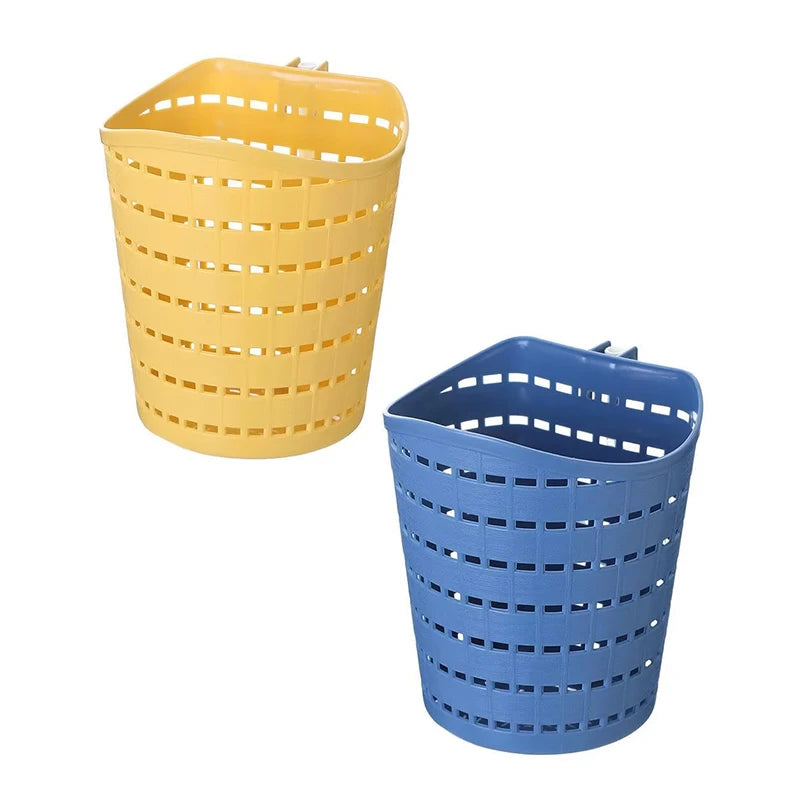 1Pc Plastic Hanging Drain Basket Rotatable Desktop Storage Basket Hollow Out Single Hook Bathroom Kitchen Storage Container Peaceful Pleasures Health and Wellness