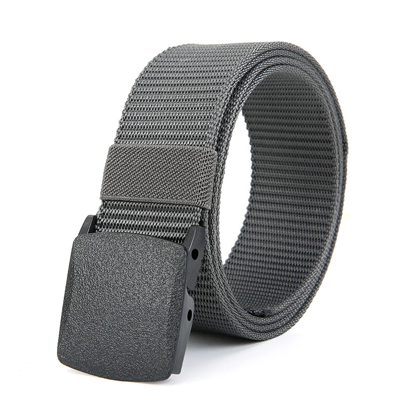 Men's Tactical Military Canvas Belt – Auto Buckle Nylon Tactical Canvas Belt Peaceful Pleasures Health and Wellness GRAY 120cm