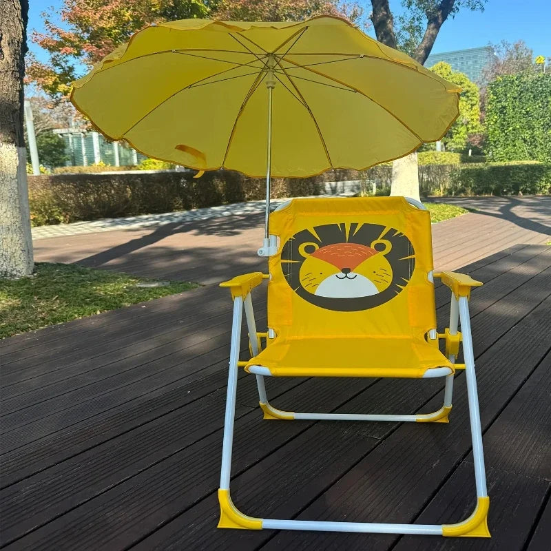 Cartoon Animal Pattern Chair & Child's Umbrellas Folding Outdoor Camping Chairs Beach Courtyard Garden Portable Folding Chairs Peaceful Pleasures Health and Wellness Chair Umbrella