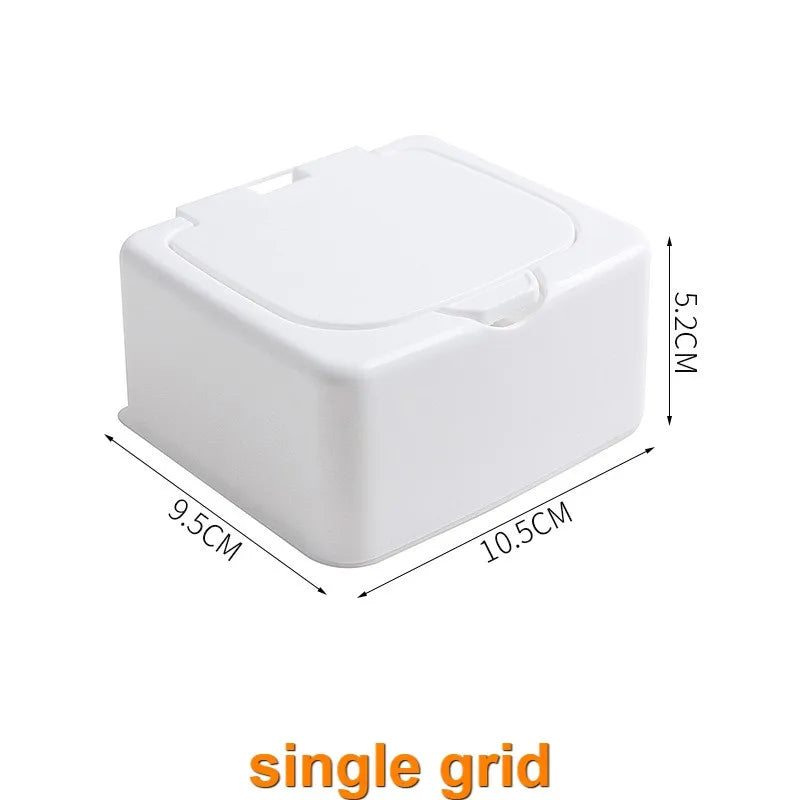 3154 Desktop Storage Box Mini With Pop-Ups Swab Cosmetic Cotton Plastic Dustproof Student Sundries Finishing Box Stationery Peaceful Pleasures Health and Wellness single grid