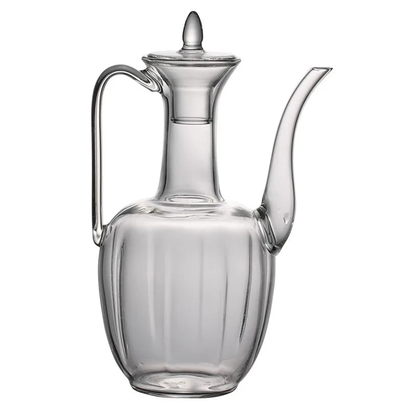 Transparent glass hand-held green tea teapot heat-resistant glass imperial concubine teapot retro boiling teapot Peaceful Pleasures Health and Wellness 1pcs