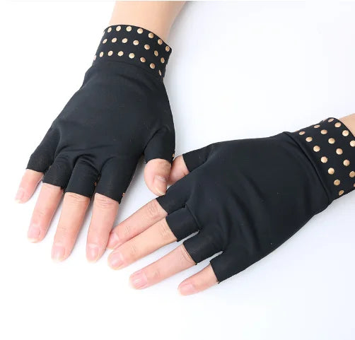 1Pair Magnetic Compression Arthritis Gloves - Wrist Brace & Anti-Slip Fingerless Hand Care Gloves For Women & Men Peaceful Pleasures Health and Wellness All-Black Free Size