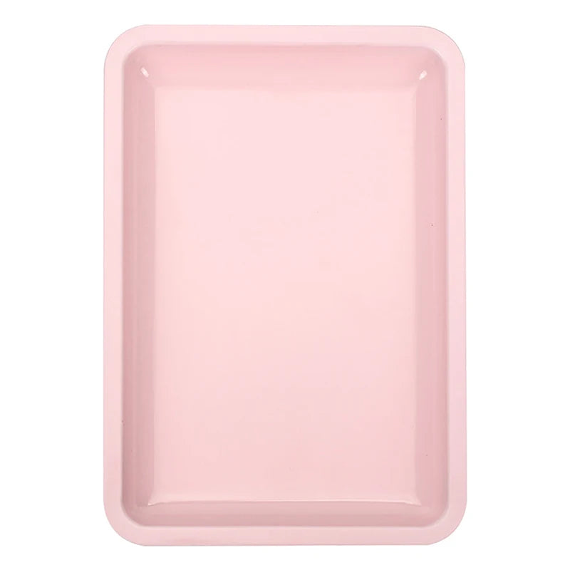 Stainless Steel Cosmetic Storage Tray Jewelry Tray Plate Doctor Surgical Tray Desktop Storage Tool Metal Fack Nail Art Tray Peaceful Pleasures Health and Wellness Pink