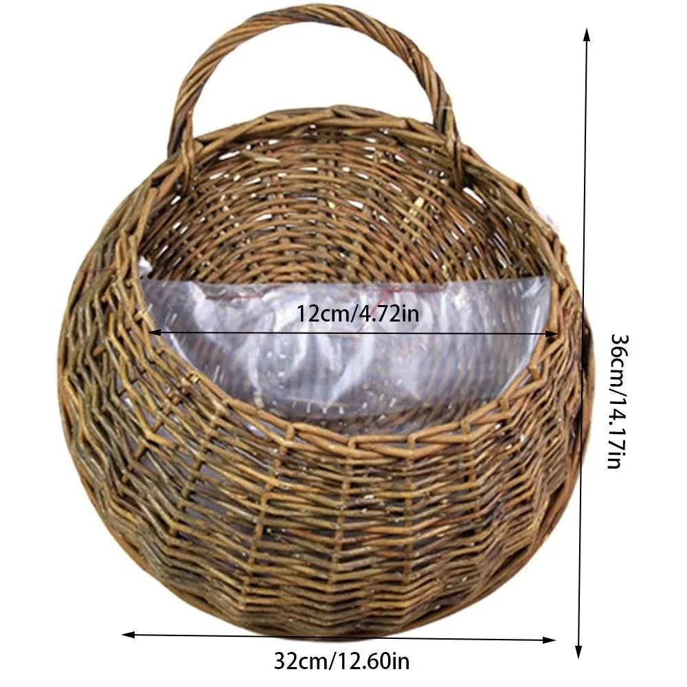 Handmade Wicker Hanging Flower Basket | Wall Planter