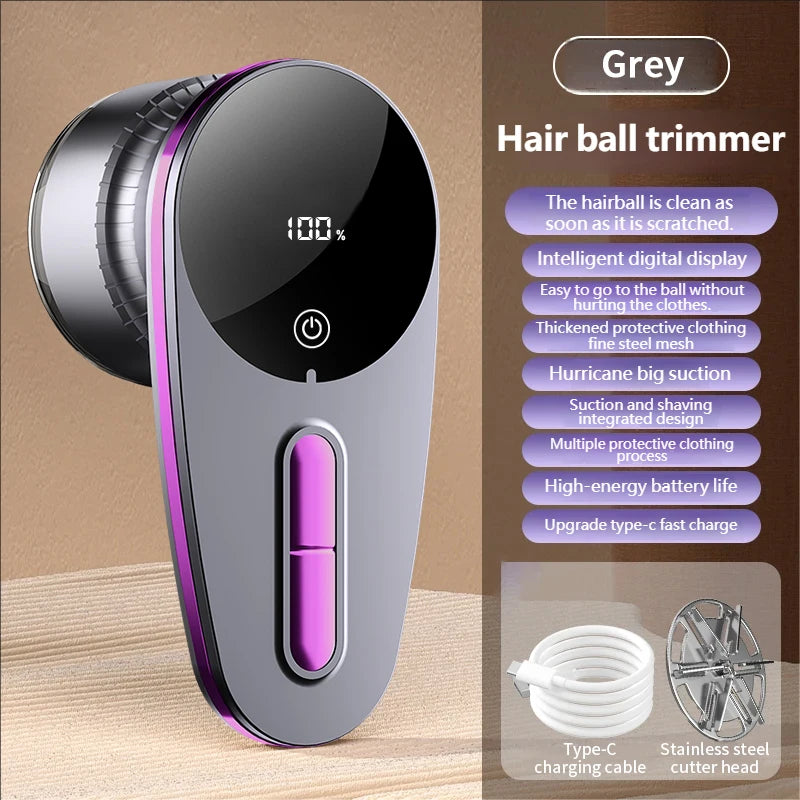 Lint Remover For Clothes USB Electric Rechargeable Hair Ball Trimmer Fuzz Sweater Shaver Lint Removal Device Peaceful Pleasures Health and Wellness Gray