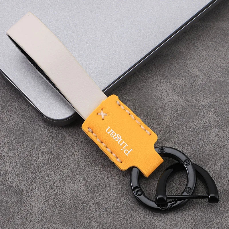 Leather D-Ring Car Keychain | Multi-Color Key Pendant