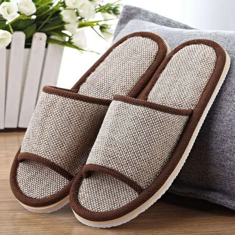 Japanese Hemp Linen Indoor Slippers – Anti-Slip, Unisex