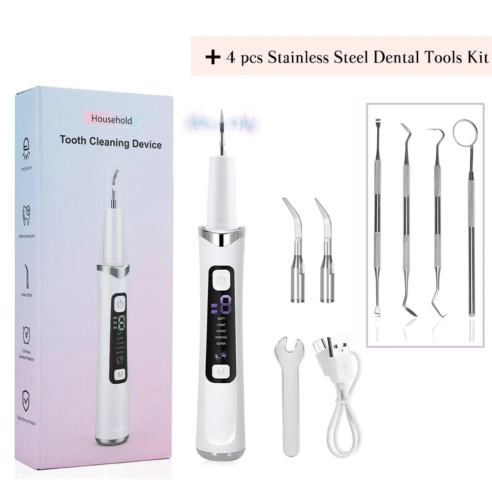 Plaque tartar Remover for Teeth Ultrasonic Tooth Cleaner Household Inter-Dental Pointed Cleaning Calculus Scaler Oral Care Set Peaceful Pleasures Health and Wellness set
