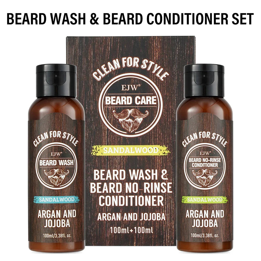 EJW Sandalwood Beard Shampoo & Conditioner Set – Argan & Jojoba