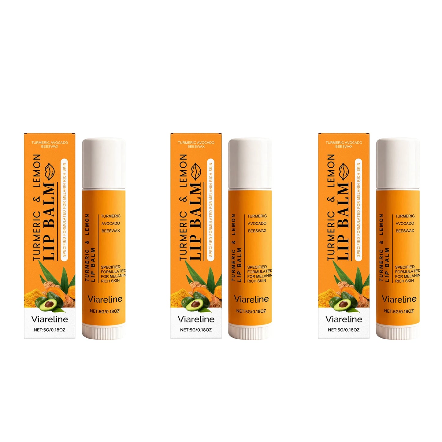 Turmeric Lemon Lip Balm Hydrating Fade Lip Lines Smooth Gloss Lighten Melanin Remove Dark Lip Dead Skin Soft Nourishing Lip Care Peaceful Pleasures Health and Wellness 15g boxed