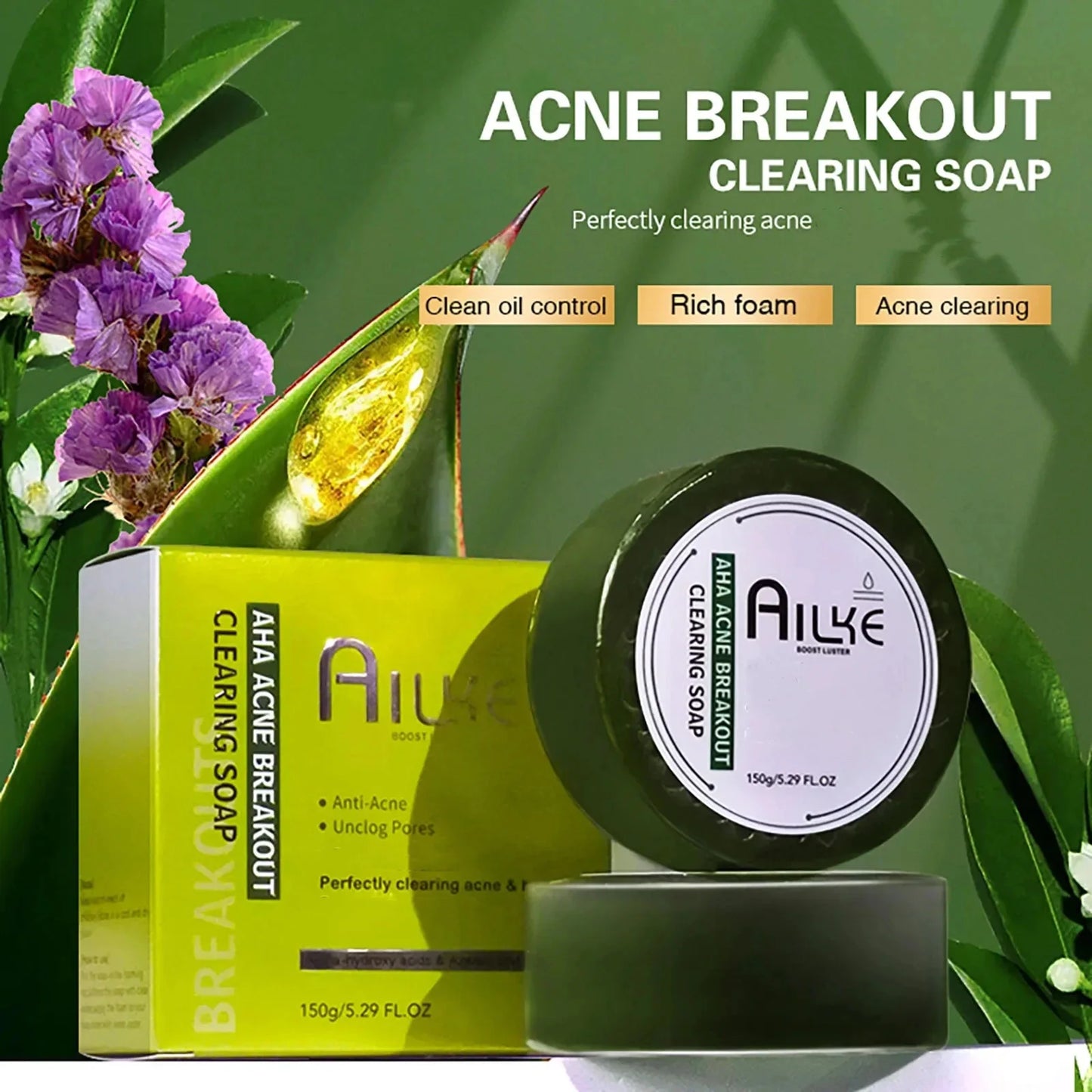 AILKE Acne Face Care Set – Cream, Serum & AHA Soap | All Skin